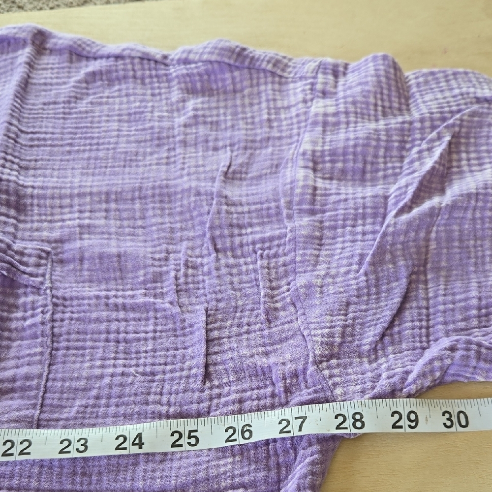103 NWT Zenana Plus Washed Double Gauze Button Lavender Textured Top 1X 2X 3X - Picture 6 of 10
